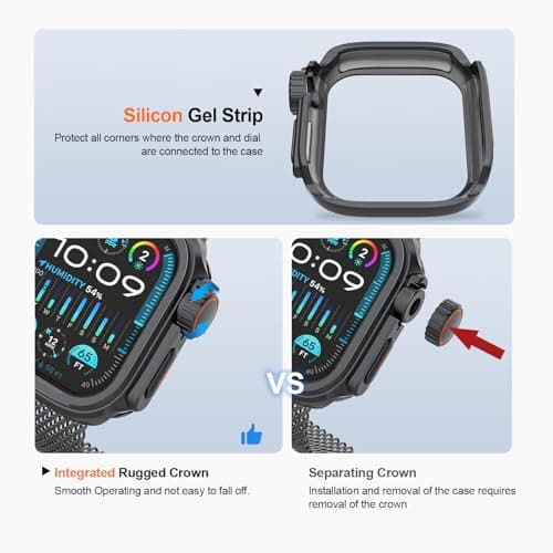 SDOCEBF Aluminum Alloy Case for Apple Watch SE 3/2/1, Series 6/5/4 44mm, Rugged Metal Bumper with Ceramic Back Cover, Shockproof Protective Case for iWatch 44mm, Titanium Gray - Thumbnail 3