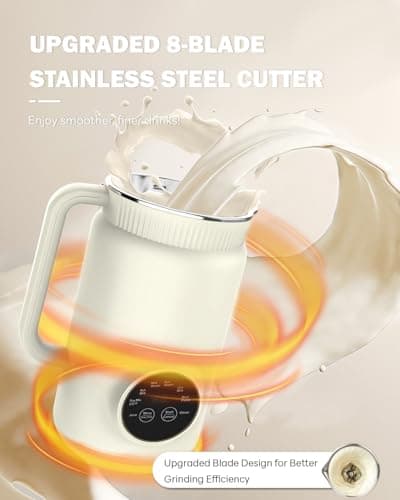 IntreLife 34 oz Nut Milk Maker Machine, 8 in 1 Soy Milk Maker with Nut Milk Bag, Plant Based Milk Maker for Almond, Oat, with Delay Start/Keep Warm/Self Cleaning, Cream - Thumbnail 3