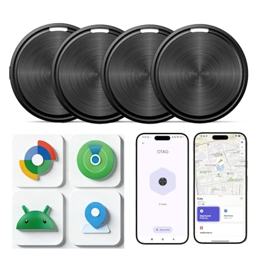 Air Tags-4 Pack Tracker Tag for iOS and Android, Work with Google Find Hub & Apple Find My APP, Long Battery Life, for Keys/Luggage/Suitcase/Backpack/Wallet, Black