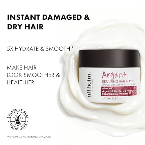 ALFHEIM Argan+ Repairing Hair Mask for Dry, Damaged & Frizzy Hair with Argan Oil, Keratin – Deep Conditioning, Shine & Frizz Control – Intensive Hydration, Color Safe, Sulfate Free – 8.45 oz - Thumbnail 5