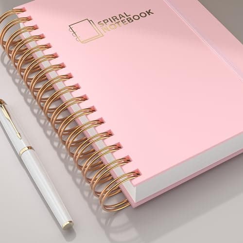 MSTONAL Lined Spiral Journal Notebook for Women Men, Medium A5 300 Pages, College Ruled Hardcover Notebooks for Work and Note Taking, Journals for Writing - Pink - Thumbnail 6