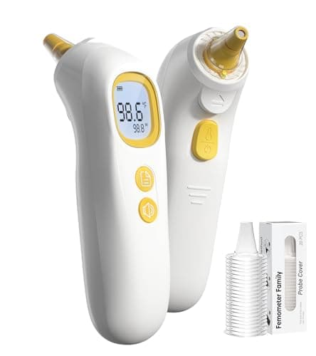 Ear Thermometer, Highly Accurate Thermometer for Kids, Adults and Toddlers, 32 Memory Recall, 1s Fast, 3 Color Fever Alarm with Mute Mode, 21 Disposable Probe Covers - Image 1