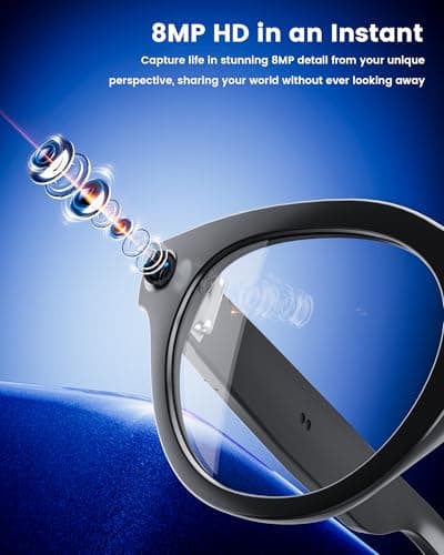 Orpnkna AI Smart Glasses with 8MP Camera, Real-Time Translation, 4K Video & Dual Microphone Noise Cancellation, Voice Assistant, for Travel, Vlogging, Meetings - Thumbnail 3