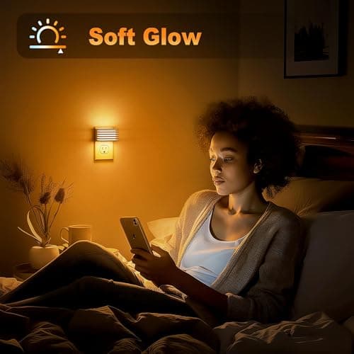 JandCase Amber Night Light, Night Lights Plug into Wall with Dusk to Dawn Sensor, Dimmable Plug in Night Light, Adjustable Brightness, [2 Pack] Amber Nightlight for Bedroom Bathroom Hallway - Thumbnail 4