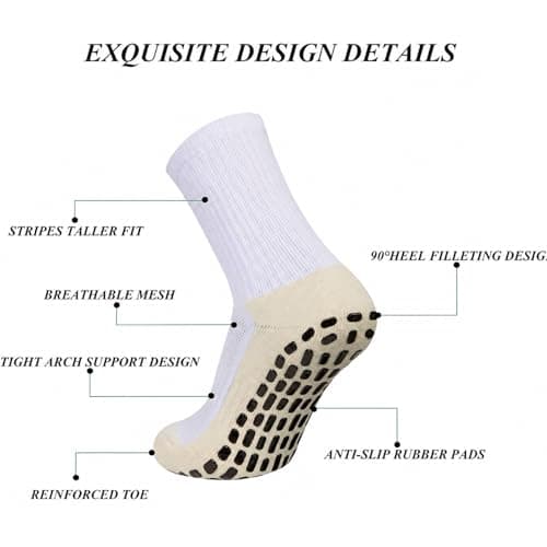 GEDOH2/ 4/6 Pairs Grip Soccer Socks Non Slip Sports Football Basketball Grip Pads Socks for Men (3black3white) - Thumbnail 3