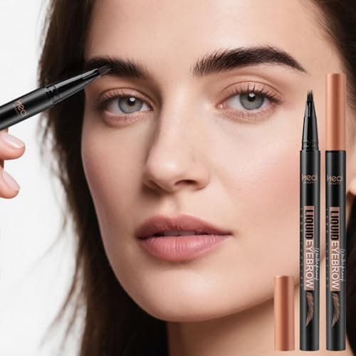 Microblading Eyebrow Pen for Women, 0.1mm Ultra Brush-Tip Long-Lasting Liquid 4D Brow Pen, Natural Hair-Like Brow Pencil, Smudge-Proof & Sweatproof, For Beginners & Sensitive Skin, Chocolate - Thumbnail 2