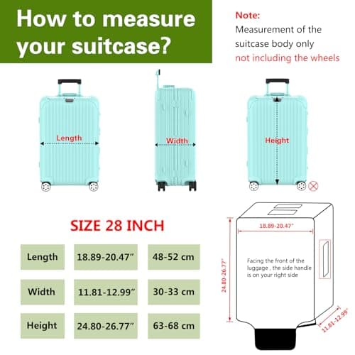 YHOUSE Suitcase Covers For Luggage, 28 Inch Clear PVC Luggage Covers Protector Full Thicken Transparent Waterproof Suitcase Sleeve With Large Velcro for 28" Wheeled Suitcases - Thumbnail 2