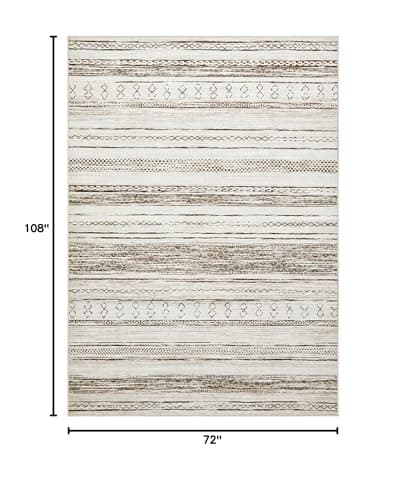 Tortania Area Rug Living Room Rugs - 6x9 Washable Large Soft Neutral Boho Moroccan Bohemian Farmhouse Rug Indoor Floor Carpet for Bedroom Under Dining Table Home Office Decor - Cream Brown - Thumbnail 2
