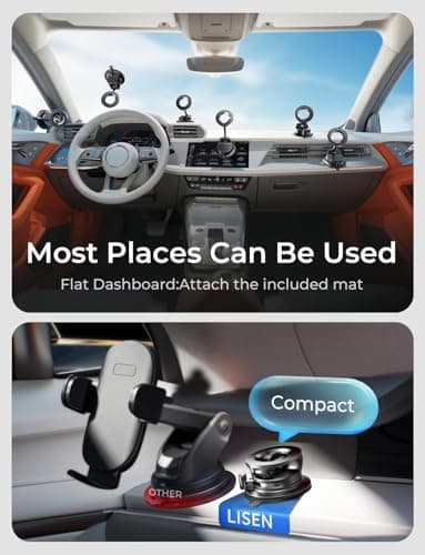 LISEN for Magsafe Car Mount, Magnetic Phone Holders for Your Car Vacuum, Phone Mount for Car Accessories for Women Men Jeep BMW, Suction Phone Holder Gifts Kits, for iPhone 17 Pro Max 16 15 14 13 12 - Thumbnail 3