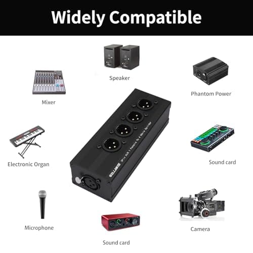SZLliyxs XLR 1 to 4 Box,4-Way Balanced XLR Splitter Box,3Pin XLR 1 Female to 4 Male Splitter,1-In-4-Out Audio Distributor for Studio, Live, Mixer, Amplifier, Preamps, Powered Speaker - Thumbnail 4