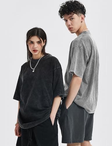 Yimoon 3 Pack Oversized Tshirts for Women Washed Vintage Baggy Boyfriend Tees Short Sleeve Unisex Cotton Tops(Blackgreyarmy-S) - Thumbnail 6