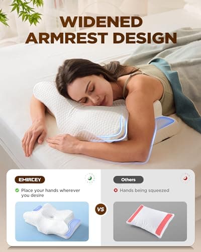 Dream Without Pain Cervical Neck Pillow for Sleeping, Ergonomic Side Sleeper Pillows for Adults, Cooling Orthopedic Pillow for Neck Relief Support, Memory Foam Pillows Back Stomach Sleepers - Thumbnail 4