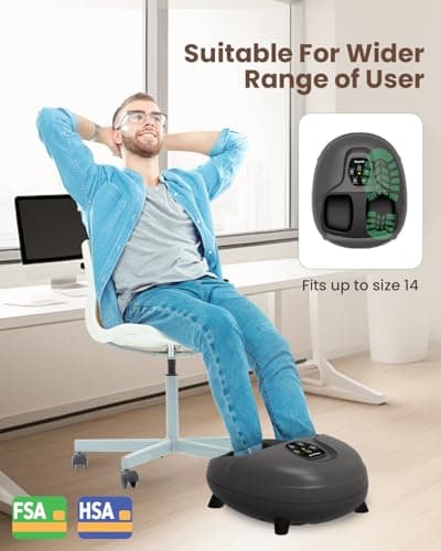 Heycool 2026 Upgrade FSA Eligible HSA Foot Massager, Shiatsu Foot Massager Machine with Heat and Compression for Plantar Fasciitis Neuropathy, Remote Control, Gifts, Size 14 - Thumbnail 6