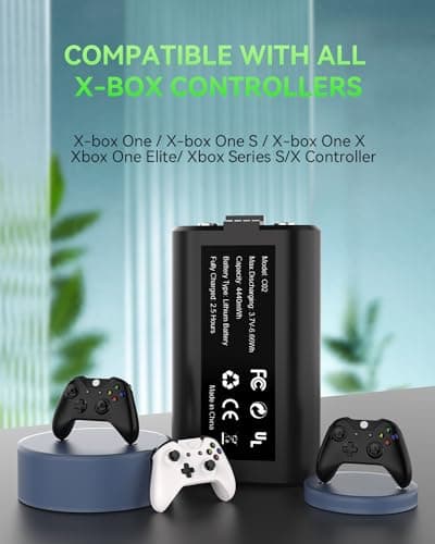 Bcofo Rechargeable Battery Pack for Xbox Series X|S/One, 2 Pack 4440mWh 3.7V Battery Pack for X-Box One/S/X/Elite All Xbox Controllers Supports Use While Charging (Includes 2 Batteries Only) - Thumbnail 3