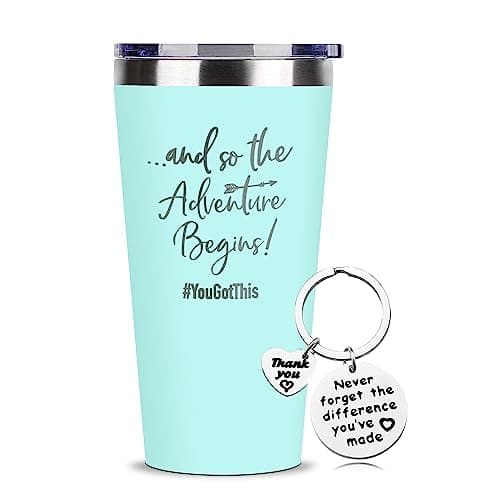SHOW-YA Good Luck Gifts - Congratulations Gifts for Women,New Job Gift for Women,Farewell Going Away Gift for Friends Coworker,And So The Adventure Begins You Got This,16 OZ Tumbler - Image 1