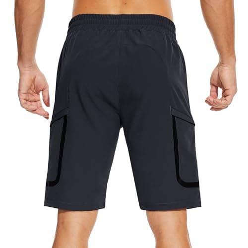 MOURCE Men's Hiking Shorts 9" Quick Dry Lightweight Elastic Waist Outdoor Fishing Cargo Shorts, Navy Blue S - Thumbnail 2