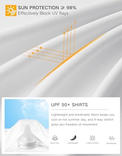 Pudolla Men's Sun Protection Hoodie Shirts UPF 50+ Rash Guard SPF Long Sleeve Fishing Shirt for Men Swim Hiking Boating(White XXX-Large) - Thumbnail 5