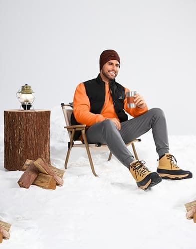 G Gradual Sherpa Lined Sweatshirts for Men Fleece Crewneck Sweatshirt Pullover Warm Shirts for Winter, Bright Orange, Medium - Thumbnail 6