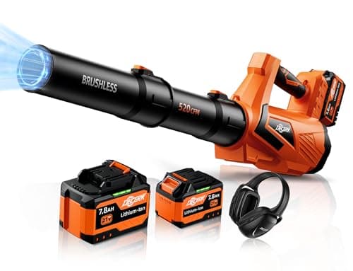 17000 RPM Cordless Leaf Blower with DECERK 7.8AH Battery - 530CFM Powerful Brushless Motor for Lawn Care, 5-Speed Turbo Electric Blower for Dust, Wet-Leaves, Car, Gutters, Lightweight Garden Tool