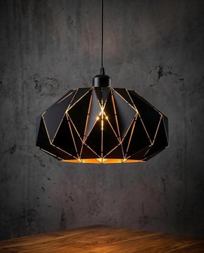 Omgomne Industrial Black Pendant Lights Kitchen Island,11.8" Metal Dome Hanging Lighting Fixture Modern Wire Cutting Hollow Out Chandelier for Dining Living Room Bar Counter Restaurant,E26 - Thumbnail 2