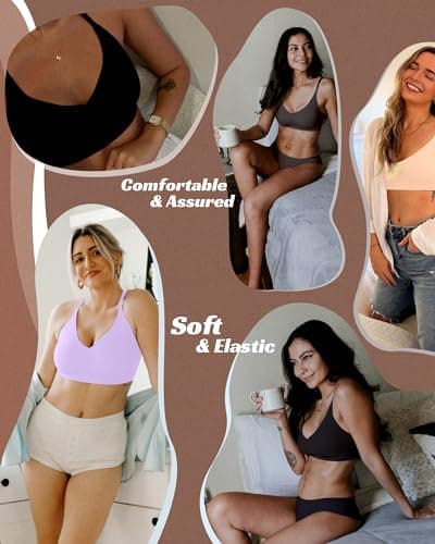 HORISUN Bras for Women Push Up Seamless Wireless Bra Comfortable Wirefree Bra(Purple 3XL) - Thumbnail 6