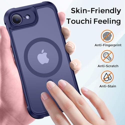 Thomo Magnetic for iPhone 17e Case/iPhone 16e Case, [Full Camera Protection] [Compatible with Magsafe] Military-Grade Shockproof, Anti-Fingerprint Translucent Matte Phone Case,Deep Blue - Thumbnail 6