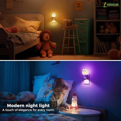 L LOHAS LED Night Light for Kids, 3D Owl Night Light Plug in, Dusk to Dawn Nursery Night Lights, RGB+Soft White 3000K, 3 Lighting Modes, Room Decor, Children - Thumbnail 5