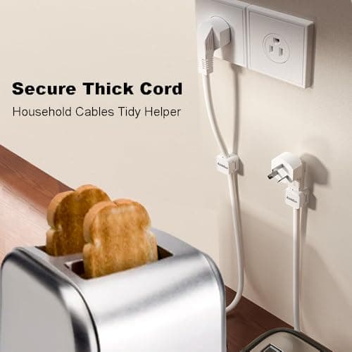 Magnetic Cable Clips Cord Organizer Holder,10-Pack Cable Management Cord Clips,Adhesive Phone Cable Wire Charger Cord Holder For Nightstand Desk Charging Cords Wall Car Desktop Office (10, white) - Thumbnail 3