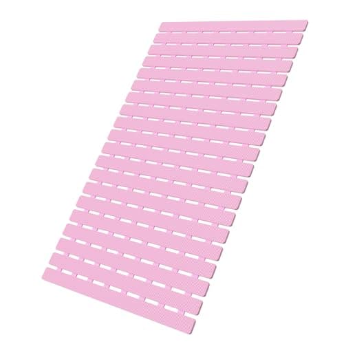MBOSS Bath Tub Shower Mat Non Slip Bathtub Mats for Bathroom Shower Floor Mat Bath Mats for Shower Tub Anti Slip Shower Mat with Drain Hole and Large Suction Cups (Pink, 27.5 X 15.7 Inch) - Image 1
