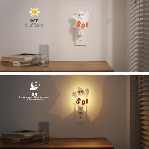 JandCase Ghost Night Light, 3000K Night Lights Plug into Wall,Cute & Funny Halloween Night Light for Kids,Plug in Ghost Nightlight with 360° Rotatable for Halloween Party Decor,1 Pack - Thumbnail 2