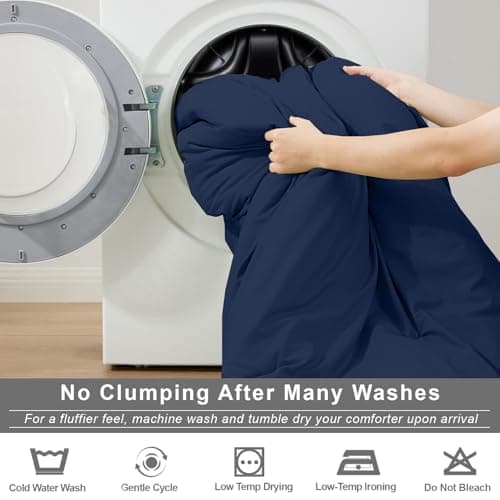 Homelike Moment King Size Comforter Set 7 Piece, Navy Bed in a Bag King Size Bed Set Lightweight and Machine Washable - Thumbnail 2