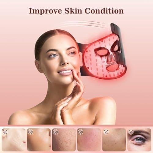 INTEO Red Light Therapy for Face, 3 Modes Portable Led Face Mask Light Therapy with Remote, Near-infrared 850 Red Light Mask with Timing Function, Led Light Therapy At Home 180 LED Beads - Thumbnail 2