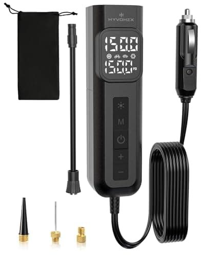 Tire Inflator Portable Air Compressor, 1 Min Fast Inflation Bike Pump with Digital Pressure Gauge LED Light, 150 PSI 12V DC Air Pump for Car Tires, Bicycle, Motorcycle, Ball