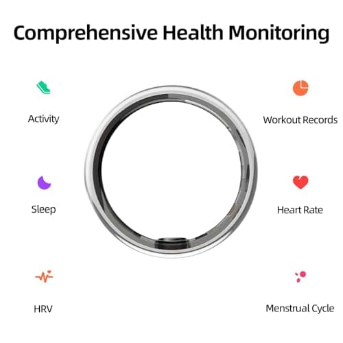 TIAZUUX Smart Ring for Women&Men-Activity/Sleep/Heart Rate/HRV/Stress/Women's Health Tracker-IP68 Waterproof/Wearable-No Subscription Fee Required-Compatible with iPhone &Android - Thumbnail 2