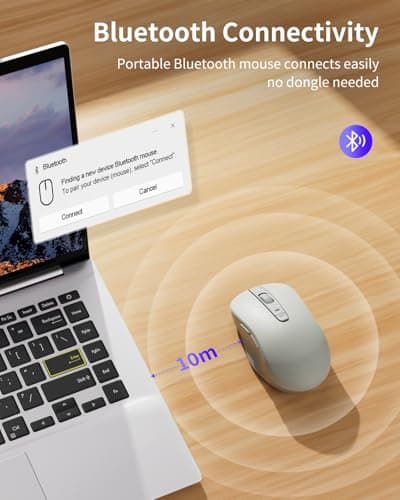WL300 Bluetooth Mouse Silent Wireless Mice, Quiet Click, Cordless Computer Mouse with 6 Buttons, Sculpted Grip, Adjustable DPI for Laptop, PC, Mac, 18-Month Battery Life for Work or Travel ( White) - Thumbnail 2