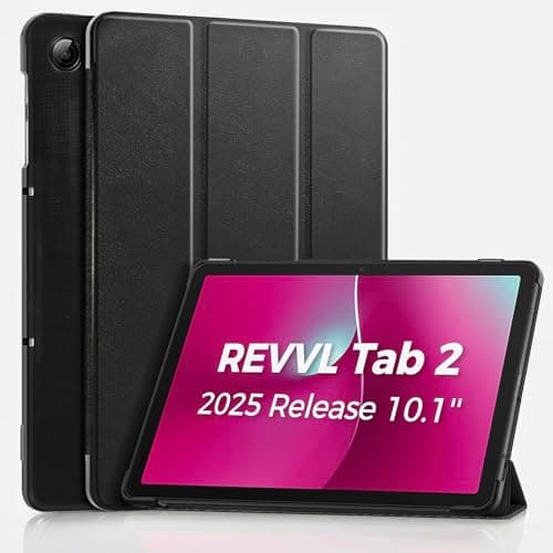 ProCase Slim Case for T-Mobile REVVL Tab 2 (2025 Release, 10.1"), Stand Hard Shell Cover, Foldable PU Leather Tablet Case -Black - Image 1