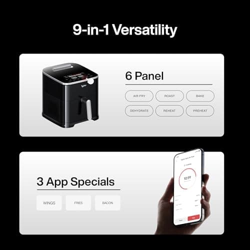 Typhur Sync 8QT AI Smart Air Fryer with Built-in Wireless Meat Thermometer, 9-in-1 XL Non Toxic Ceramic Airfryer, 450°F Max, Cooks 6lb Whole Chicken, Quiet & Dishwasher Safe, 120V - Thumbnail 6