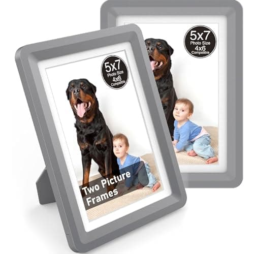 vilkok Dark Gray 5x7 Picture Frame,2Pack, Fits 5x7 Photo or 4x6 with Mat, Acrylic Front & Durable ABS Frame, Shatterproof UV-Resistant Tabletop Display, Vertical/Horizontal Home Décor Frame - Image 1
