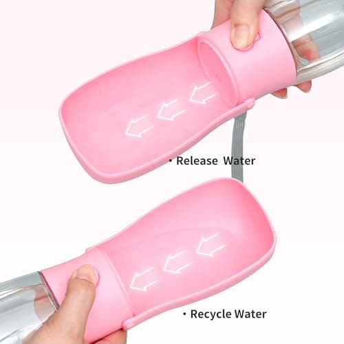 VEPOUYU Portable Dog Water Bottle 10oz Pink - Thumbnail 3