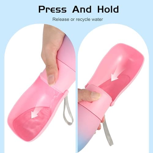 VEPOUYU Portable Dog Water Bottle 10oz Pink - Thumbnail 4