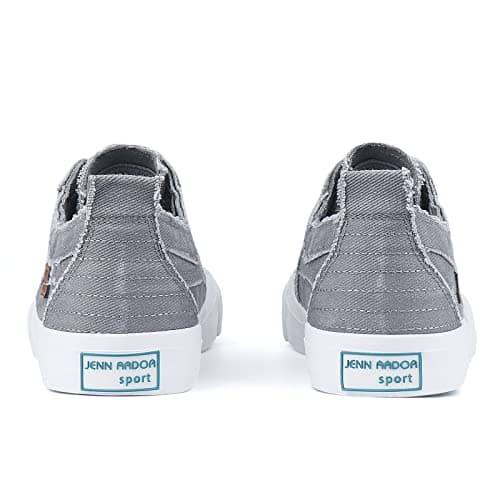JENN ARDOR Womens Fall Slip On Fashion Sneakers No Laces Comfortable Casual Low Canvas Sneakers Flats Walking Shoes - Thumbnail 5