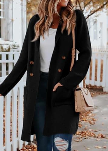 KIRUNDO Cardigan Sweaters for Women 2026 Fall Open Front Knit Sweater Jackets Business Casual Long Coatigan Winter Clothing(Black, X-Large) - Thumbnail 3