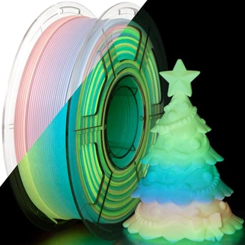 iSANMATE Glow in The Dark Rainbow PLA Filament, Daylight-Colored 3D Printer Filament Colorful Luminous Filament 1.75mm, Ideal for Christmas Decorations, 1KG/Spool - Image 1