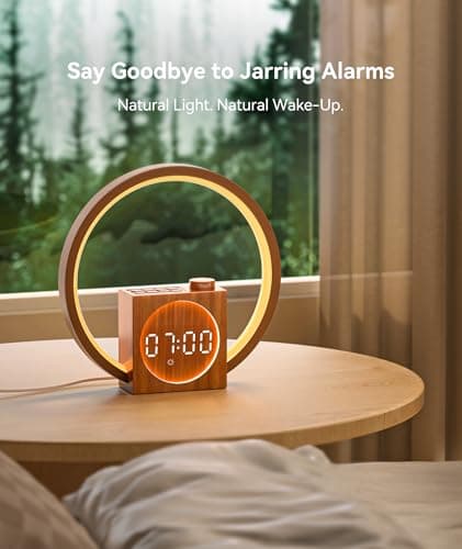 Dreamegg Sunrise Alarm Clock - Sound Machine for Sleep, 12 Ambient Colors &20-Level Dimmable Night Light, 25 Soothing Sounds, White Noise Machine, Wake Up Light for Adults, Stylish Bedroom Decor&Gift - Thumbnail 3