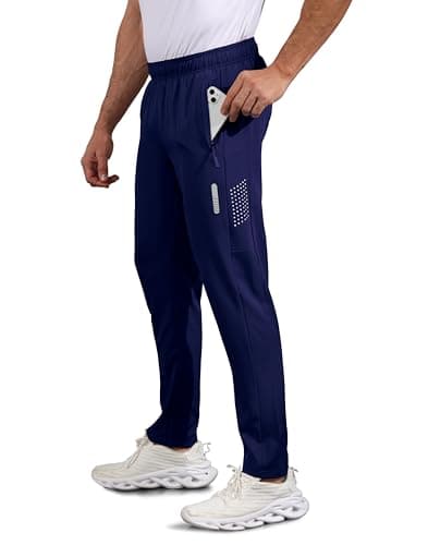 Hioutdoor Men's Sweatpants Quick Dry Lightweight Joggers - with Zipper Pockets for Gym, Running, Training & Daily Wear Navy Blue 3XL - Image 1