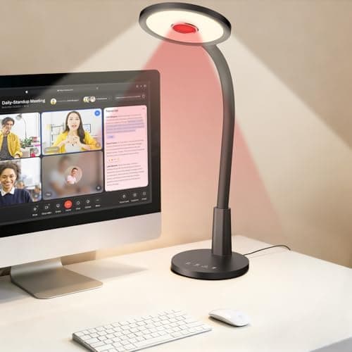 Glendan Desk Lamp for Home Office: Eye-Caring LED Red Light Desk Lamp, 10 Brightness & Flexible Gooseneck, Dimmable Desk Light with Memory & Timer, Table Lamp for Study, Bedroom - Image 1