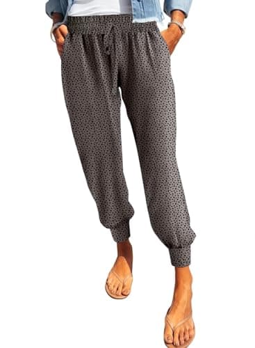 Dokotoo Womens Ladies Plus Size Summer Comfy Casual Loose Breezy Leopard Drawstring Elastic Waist Jogging Jogger Pants Sweatpants for Women with Pockets Lightweight Lounge Pants Brown 3XL - Image 1