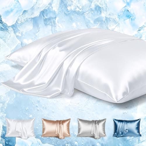 Avolare Silky Cooling Pillow Cases Set of 2, Arc-Chill 3.0 Pillow Cases King Size for Hot Sleepers, Gentle on Hair and Skin, Zipper Cooling Pillow Cover, Machine Washable, (White) - Image 1
