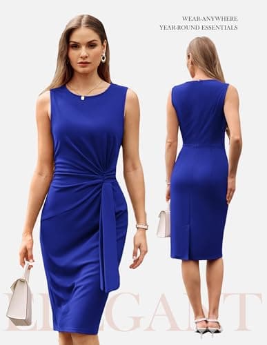 GRACE KARIN Women Work Dress,Bodycon Pencil Business Dresses,Sleeveless Cocktail Dresses Knee Length Royal Blue XXL - Thumbnail 4