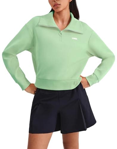 K-Swiss Women's Sweatshirts Quarter Zip Pullover - Fleece Workout Hoodies for Casual Sport, 2025 Fall Fashion Clothes,Green M